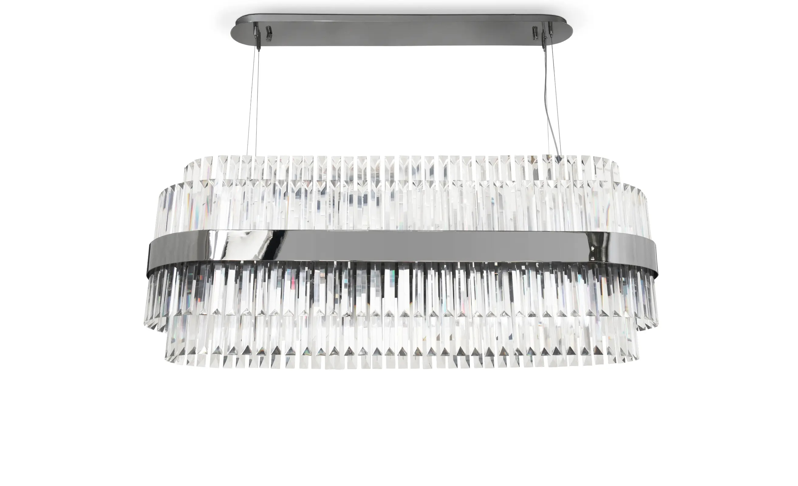 Modern Gold and Crystal Linear Pendant Light with Chic Textured Design, Ideal for Brightening Up Dining Areas and Contemporary Interiors