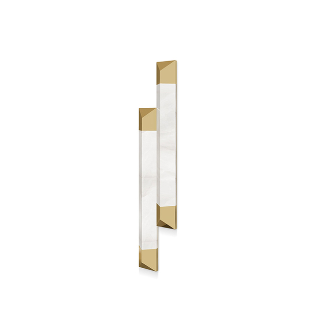 Minimalist Alabaster And Gold Vertical Wall Light for Modern Home Illumination