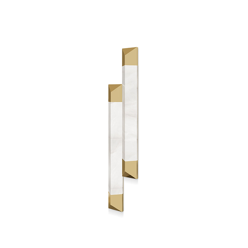Minimalist Alabaster And Gold Vertical Wall Light for Modern Home Illumination