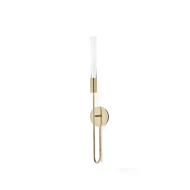 Sleek Gold And Clear Glass Wall Sconce with Minimalist Vertical Design, Ideal for Modern And Streamlined Interiors