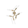 Modern Geometric Gold Wall Sconce with Angular Arms And Cylindrical Glass Shades - Contemporary Elegance for Any Room