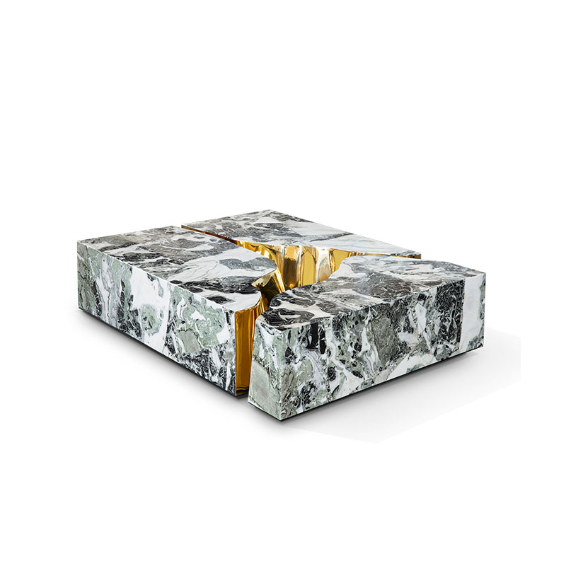 European Ukiyo-e Painting Tabletop Gold-Plated Stainless Steel Square Coffee Table for Villa Living Room