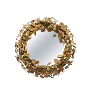 Luxury Bathroom Mirror with Gold-Plated Stainless Steel Frame And Metal Inlays, High-Definition Feng Shui Mirror for Living Room