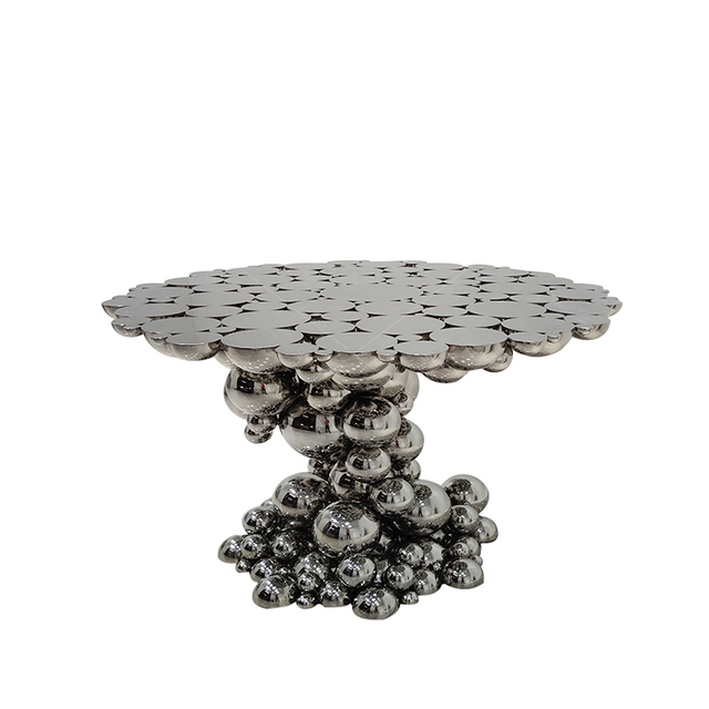 Modern Minimalist Stainless Steel Dining Table – Waterproof And Scratch-Resistant Spherical Dining Table for Large Capacity Dining Rooms