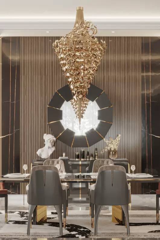 Elegant Heart-Shaped Chandelier with Cascading Golden Leaves And Textured Fringe for Artistic Home Lighting