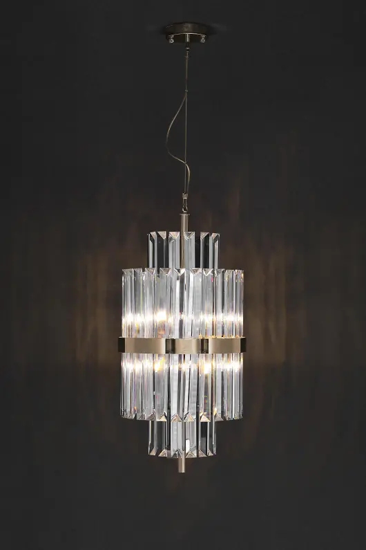 Elegant Pendant Light Inspired by Iconic Architecture with Gold-Plated Brass And Crystal Glass