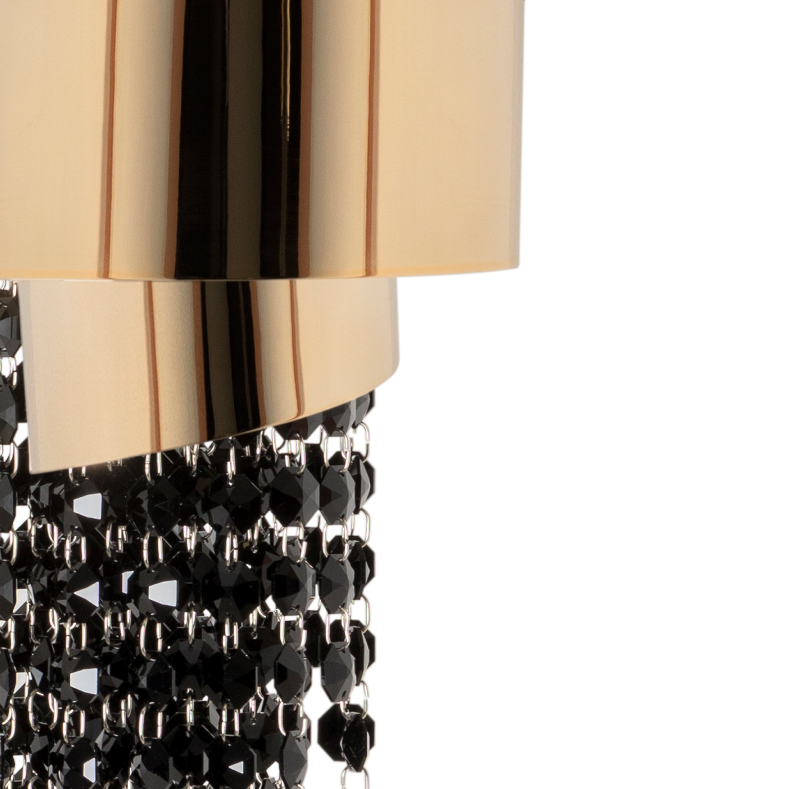 Architectural-Inspired Pendant Lamp with Black Crystals And Gold-Plated Brass for Modern Luxury