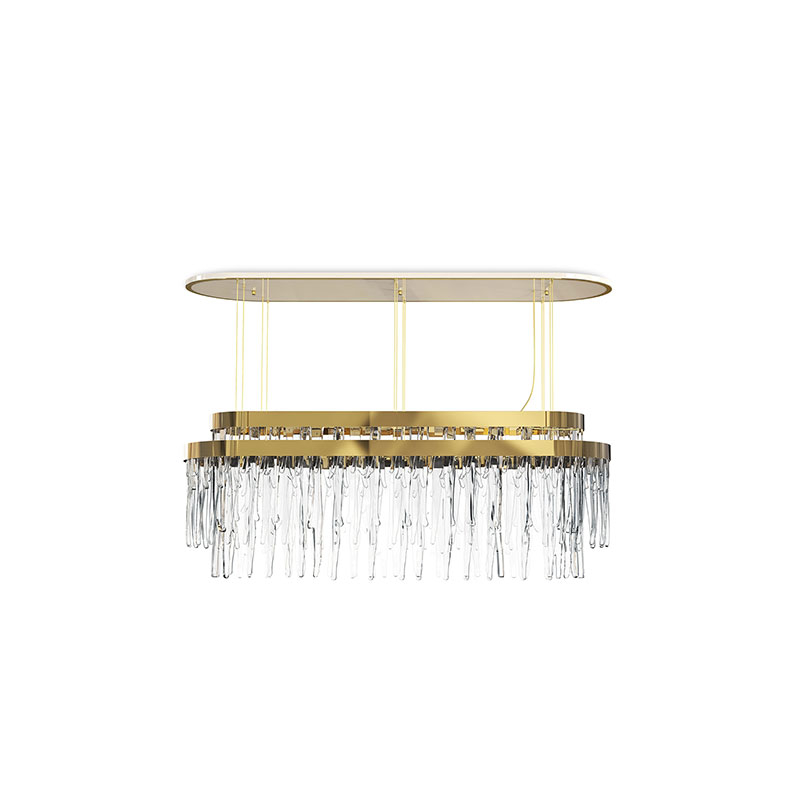 Luxurious Gold And Crystal Pendant Light with Contemporary Design, Perfect for Dining Rooms And Living Spaces, Enhancing Elegance And Style