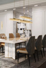 Sleek Gold And Marble Pendant Light with Minimalist Design, Perfect for Enhancing Modern Dining Areas And Contemporary Spaces