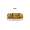 Exquisite Gold And Crystal Chandelier with Modern Layered Design And Elegant Triangular Accents, Perfect for Luxurious Dining And Living Room Spaces