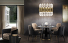 Luxurious Gold And Clear Glass Pendant Light with Modern Layered Design, Perfect for Enhancing Style in Dining Rooms And Contemporary Spaces