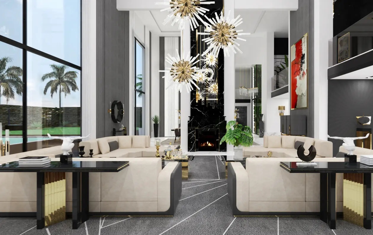 Stunning Gold And Clear Glass Starburst Pendant Light with Modern Design, Ideal for Creating A Bold Statement in Contemporary Interiors