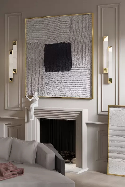 Minimalist Alabaster And Gold Vertical Wall Light for Modern Home Illumination