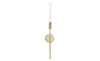 Sleek Gold And Clear Glass Wall Sconce with Minimalist Vertical Design, Ideal for Modern And Streamlined Interiors
