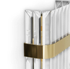 Refined Clear Crystal Wall Sconce with Gold Band Accent, Perfect for Illuminating Contemporary And Elegant Settings