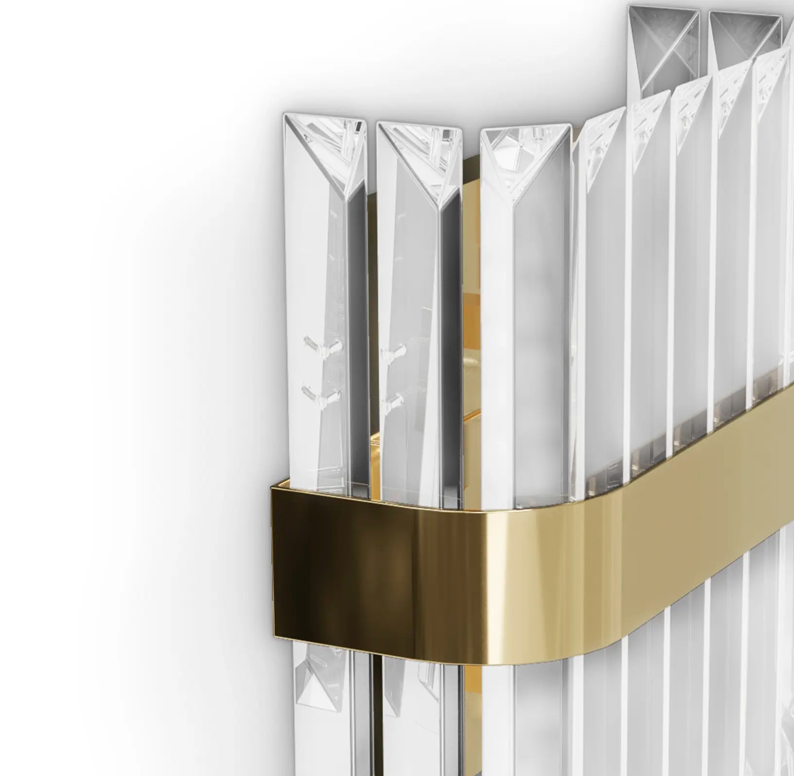 Refined Clear Crystal Wall Sconce with Gold Band Accent, Perfect for Illuminating Contemporary And Elegant Settings