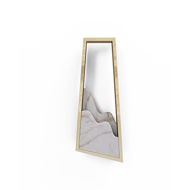 Artistic Gold Framed Wall Lamp with Wave-Inspired Marble Accent, Ideal for Modern And Elegant Environments