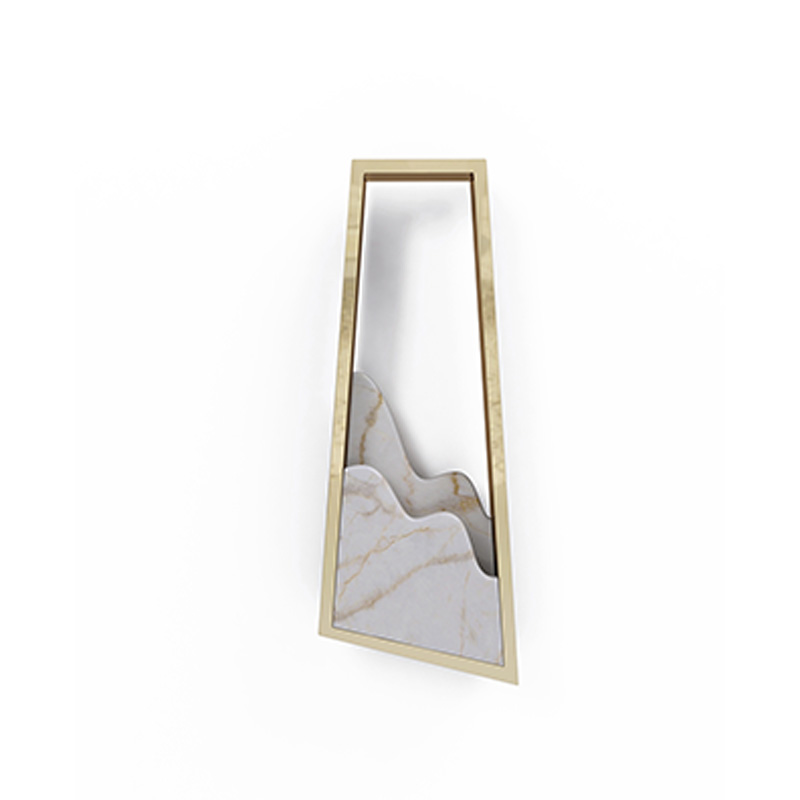 Artistic Gold Framed Wall Lamp with Wave-Inspired Marble Accent, Ideal for Modern And Elegant Environments