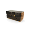 Stainless Steel Frame Y-Shaped Light Luxury Villa Bedroom Bedside Table – Elegant Double-Drawer Bedside Cabinet for Hotel Rooms