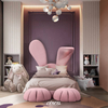 Dreamy Rabbit Bed for Princess Bedrooms – High-Elastic Sponge And Solid Wood Frame Silent Anti-Mite Flat Bed for Girls