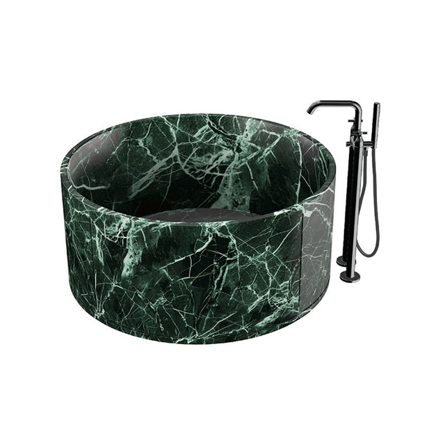 Hot-Selling Cross-Border Marble Round Temperature-Controlled Bathtub, Single/Double Person Bath for Home Bathrooms And Themed Hotels