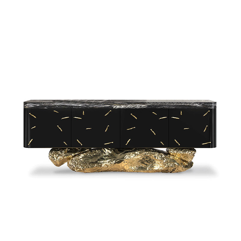 Bestselling Laurent Black Gold Marble Sideboard – Multi-Functional Storage Cabinet for Entryways, Living Rooms, And Dining Areas