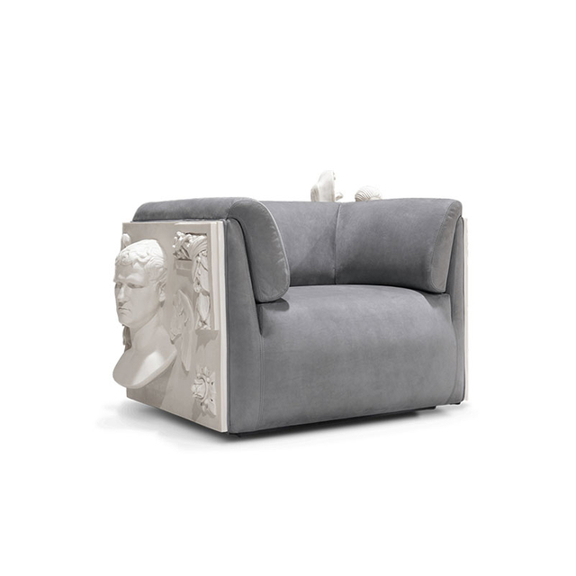 Modern Plaster Art Wall-Inspired Single Sofa – Elegant Lounge Chair for Living Rooms, Hotels, And Business Lounges