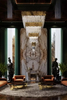 Sleek Gold And Crystal Chandelier with Square Layers for Modern Elegance in Home Lighting