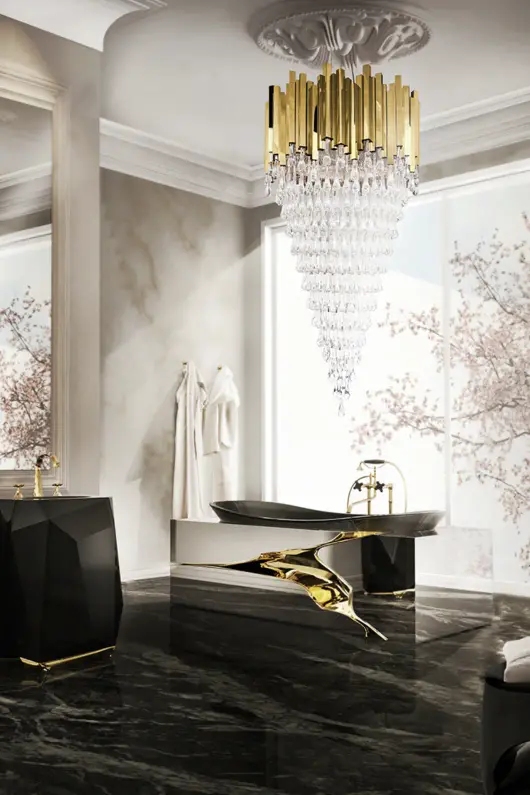 Elegant Crystal Chandelier with Gold Accents And Cascading Design for Luxurious Home Lighting