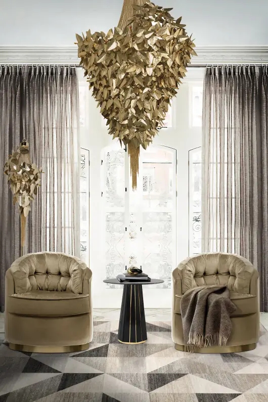 Elegant Heart-Shaped Chandelier with Cascading Golden Leaves And Textured Fringe for Artistic Home Lighting