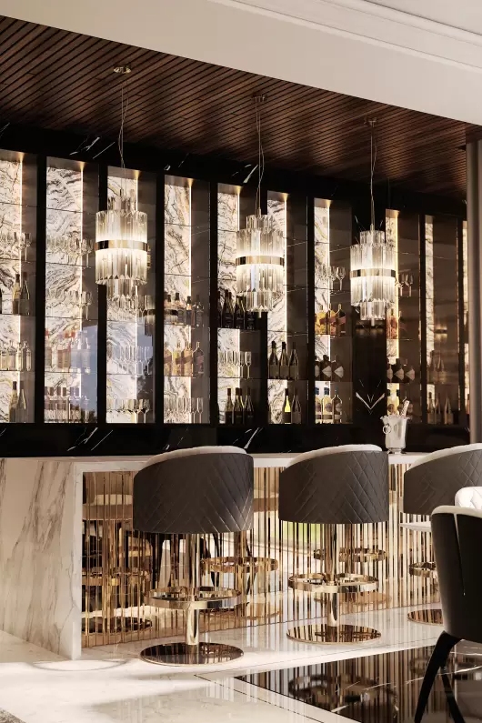 Elegant Pendant Light Inspired by Iconic Architecture with Gold-Plated Brass And Crystal Glass