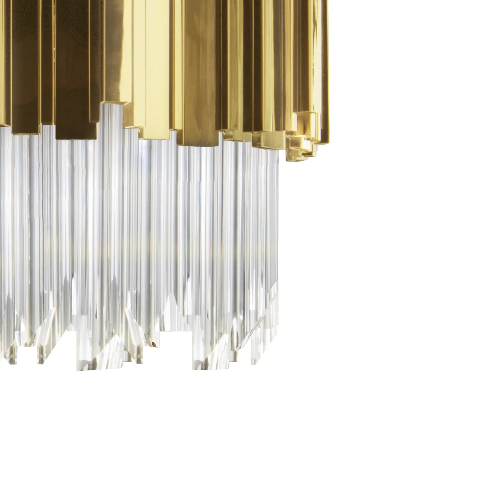 Sleek Small Pendant Lamp in Gold-Plated Brass And Crystal Glass for Modern Luxury Interiors