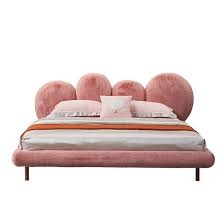 Whimsical Pink Princess Bed with Plush Round Headboard for A Cozy Bedroom Retreat