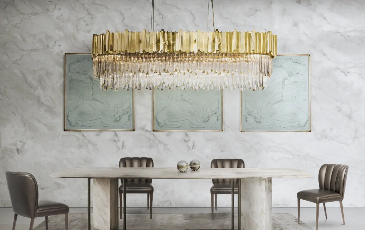 Sleek Gold And Crystal Pendant Light with Modern Geometric Design, Ideal for Dining And Living Room Décor, Enhancing Style And Sophistication