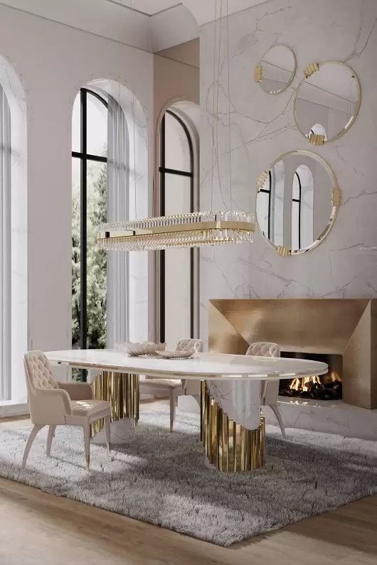 Elegant Gold And Crystal Pendant Light with Modern Layered Design, Ideal for Enhancing Style And Luxury in Dining Rooms And Contemporary Spaces