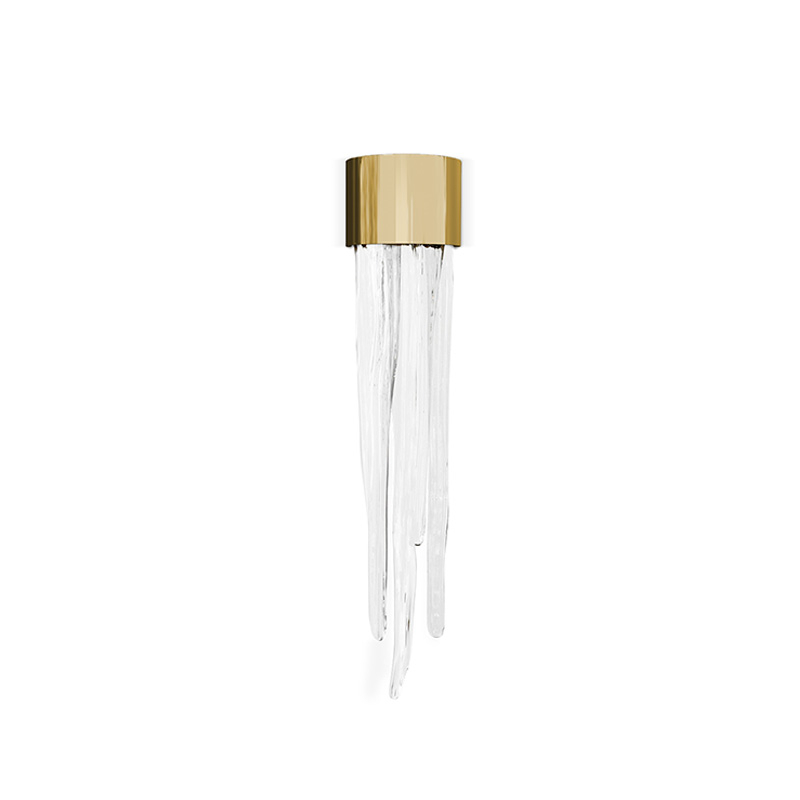 Sleek Gold And Clear Glass Wall Lamp with Modern Dripping Design, Perfect for Adding A Touch of Elegance To Any Room