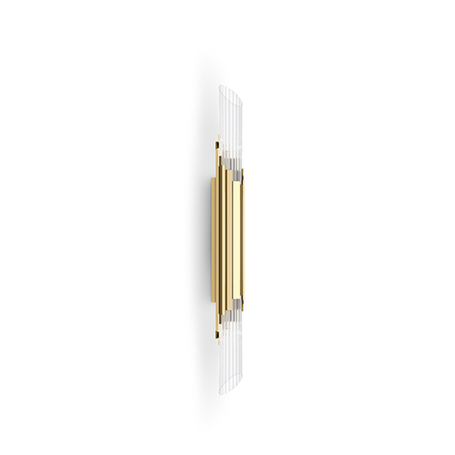Minimalist Gold And Clear Glass Wall Sconce with Slender Vertical Design, Perfect for Modern And Streamlined Interiors
