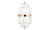 Contemporary Clear Crystal Wall Sconce with Gold Accent Bands, Ideal for Enhancing Modern And Luxurious Decor