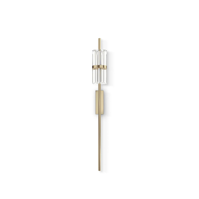 Sleek Vertical Gold Wall Sconce with Crystal Accent, Perfect for Minimalist And Luxurious Decor