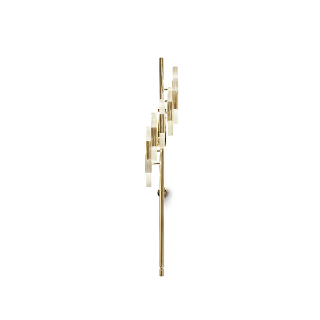 Elegant Brass And Glass Multi-Tiered Vertical Wall Sconce – Modern Wall Lighting for Living Rooms And Hallways