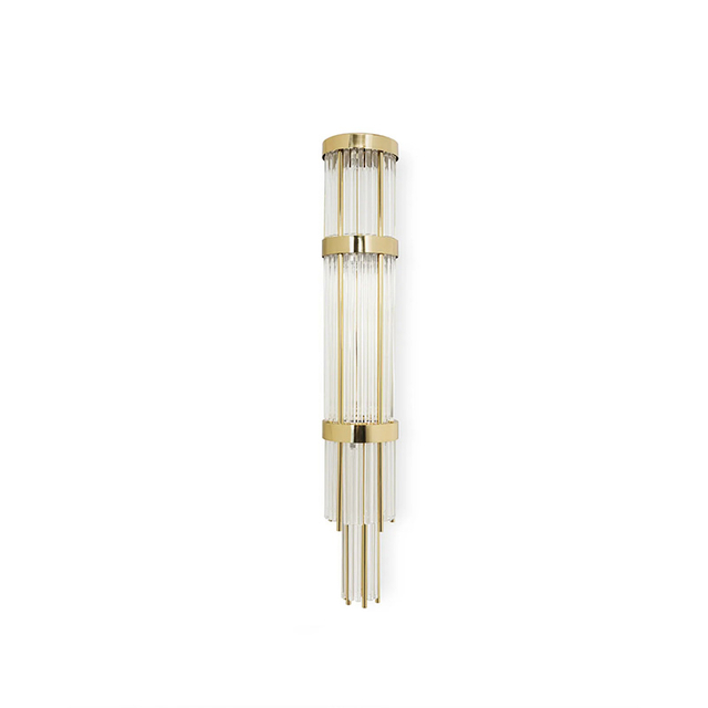 Modern Gold Wall Sconce with Tiered Crystal Rods, Perfect for Sleek And Elegant Lighting Solutions