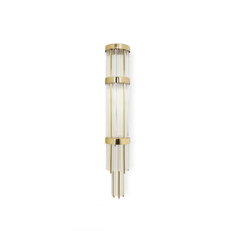 Modern Gold Wall Sconce with Tiered Crystal Rods, Perfect for Sleek And Elegant Lighting Solutions