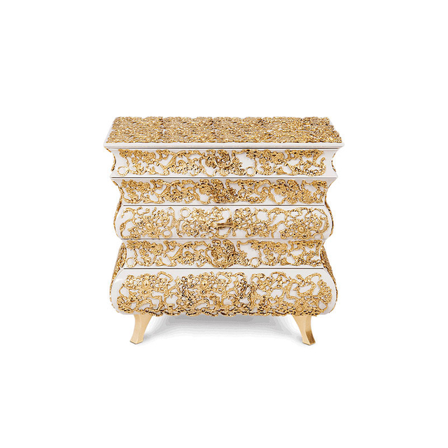 European Retro Exquisite Compact Bedside Table Apartment Villa Master Bedroom Bedside Table Independent Storage Storage Locker