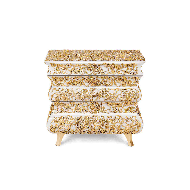 European Retro Exquisite Compact Bedside Table Apartment Villa Master Bedroom Bedside Table Independent Storage Storage Locker