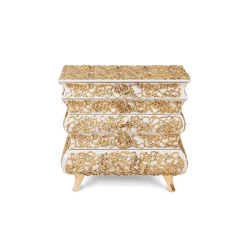 European Retro Exquisite Compact Bedside Table Apartment Villa Master Bedroom Bedside Table Independent Storage Storage Locker