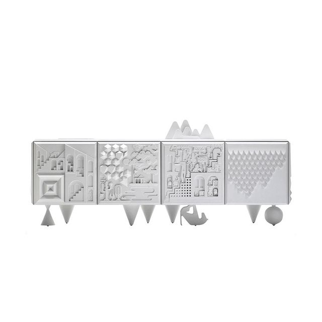High-Quality Italian Style Modern High-Gloss Sideboard – Luxurious Art Carved Storage Cabinet for Entryways And Display