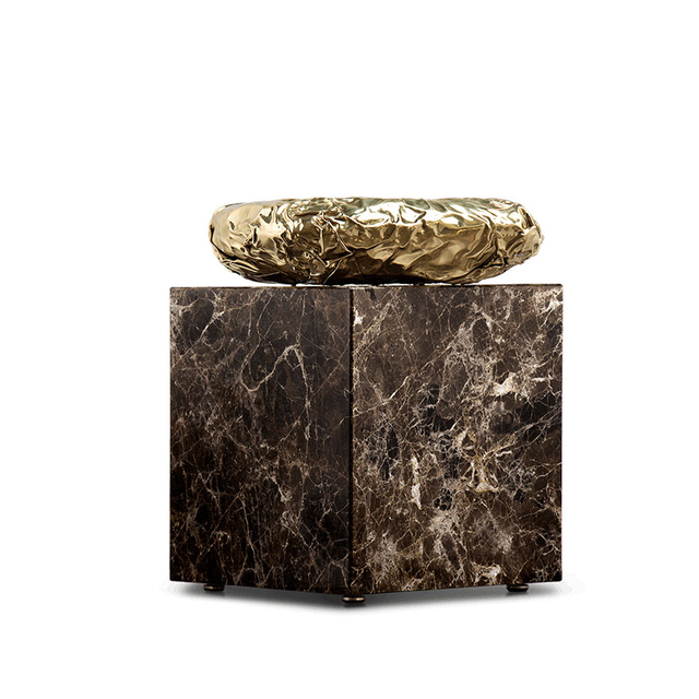 Modern Simple Handcrafted Marble Coffee Table with Glossy Copper Frame, Luxury Coffee Table for Villa Living Room, Durable And Elegant Design