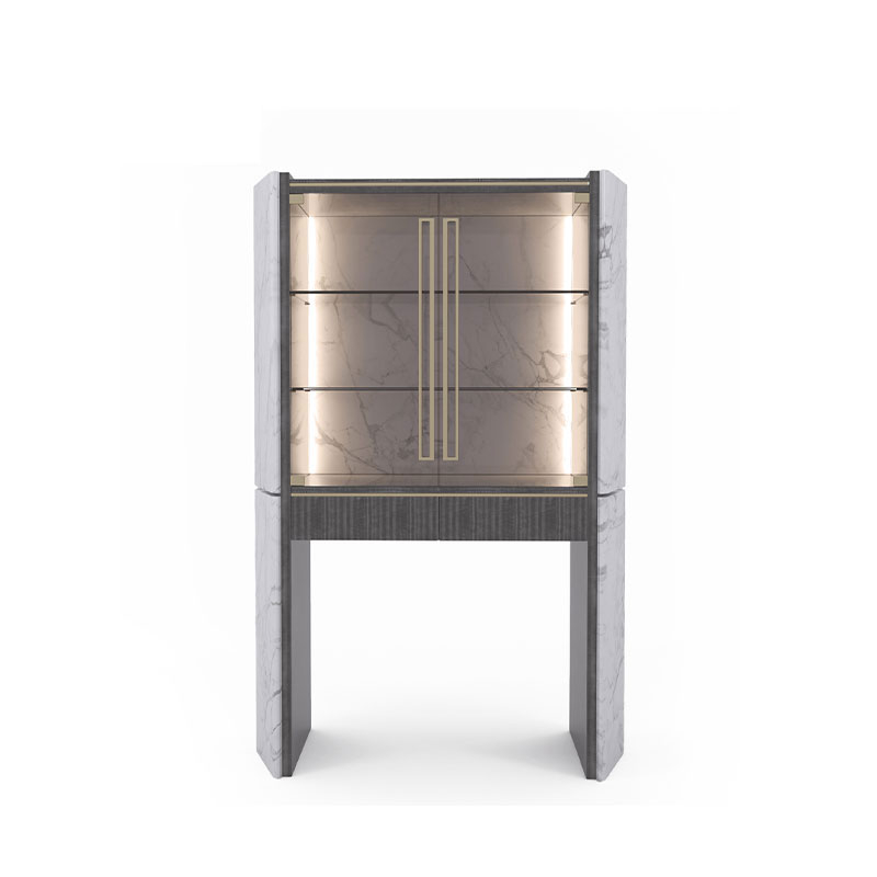 Modern Stylish Multi-Functional Wine Cabinet with LED Lighting, Freestanding Wine Cellar And Display Cabinet for Living Room