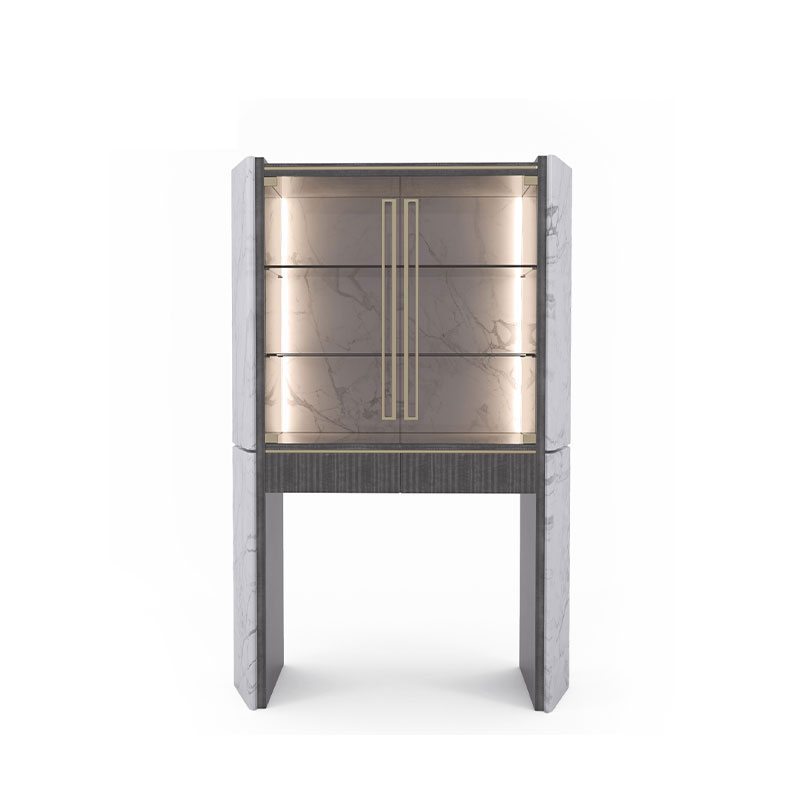Modern Stylish Multi-Functional Wine Cabinet with LED Lighting, Freestanding Wine Cellar And Display Cabinet for Living Room