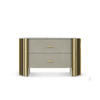 Modern Minimalist Villa Bedroom Nightstand with Dual Drawers, Large Storage Cabinet And Bedside Table